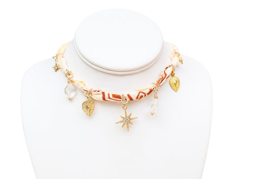 Creamy Elegance Bandana Charm Necklace