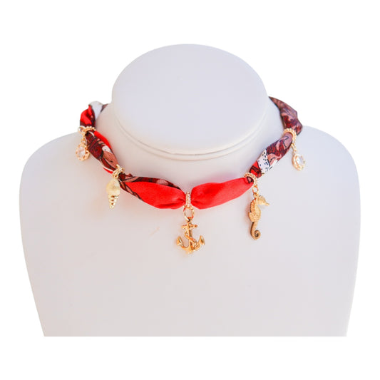 Red Regatta Scarf Necklace