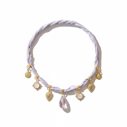 Soft Amethyst Bandana Charm Necklace