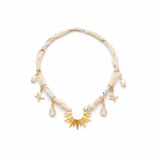 Here Comes The Sun Cream Bandana Necklace