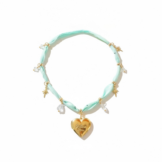 I Love You Aqua Bandana Necklace