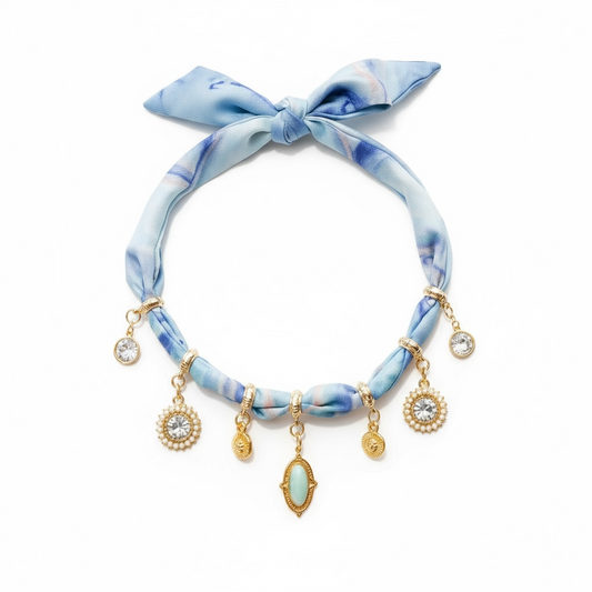Beneath The Blue Waves Scarf Wrap Necklace